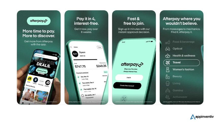  BNPL app like Afterpay iOS app screens