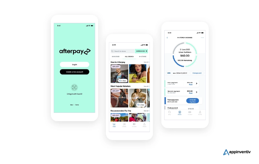 User panel of BNPL app like Afterpay